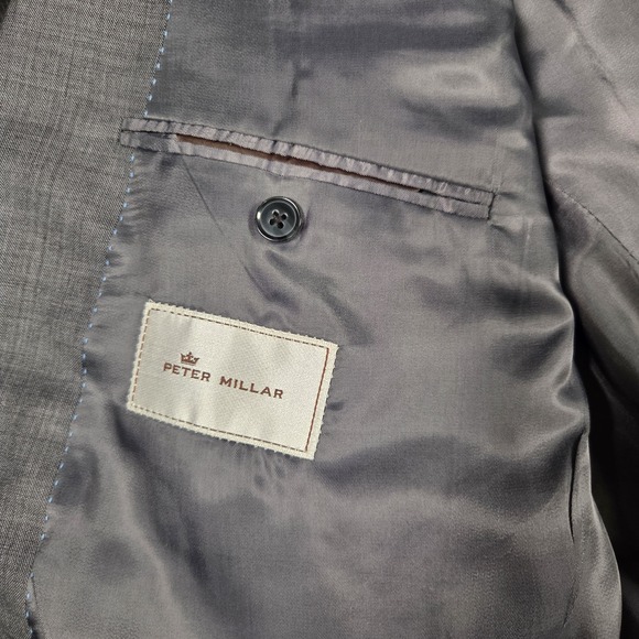 Peter Millar Blazer Mens Size 54T Gray Pure Virgin Wool 2 Button Tall‎ - Picture 5 of 15